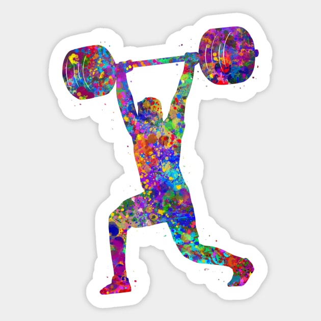 Gym Weightlifter man watercolor art Sticker by Yahya Art
